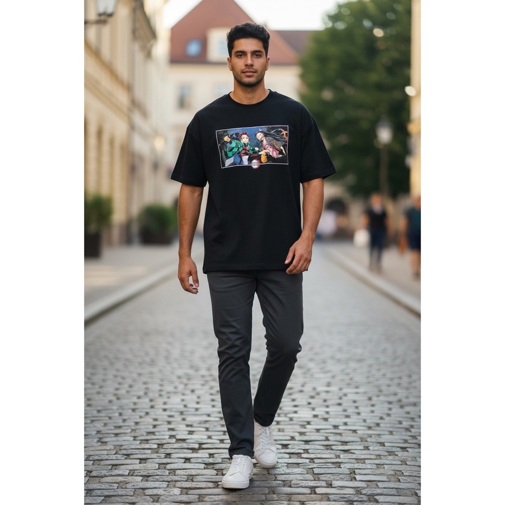 Demon Slayer Tanjiro Nezuko Graphic TShirt Mens 2XL Black Anime Kimetsu no Yaiba